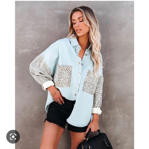 Vici denim shirt/jacket leopard print - Picture 3 of 3
